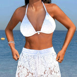 Laluna® | Elegante conjunto de bikini de encaje en color sólido