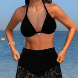 Laluna® | Elegante conjunto de bikini de encaje en color sólido