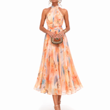 Aurora | Vestido Halter con Diseño de Acuarela