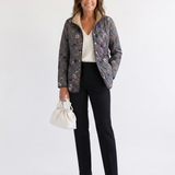 Nathalie Padded Coat with Dried Floral Design