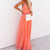 Ginevra | Vestido Largo en Coral Radiante