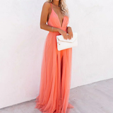 Ginevra | Vestido Largo en Coral Radiante