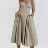 Sigrid | Vestido Midi Bustier Sin Mangas