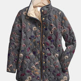 Nathalie Padded Coat with Dried Floral Design