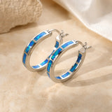 Halo Earrings with Blue Opal