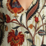 Élise | Vestido midi floral de manga larga con escote en V