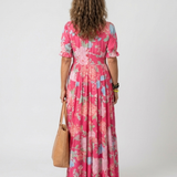 Juliette | Vestido Midi Floral de Mangas Cortas y Escote en V