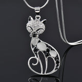 Silver Necklace of Cat Love