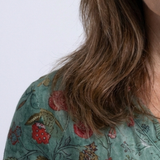 Valérie | Vestido Maxi Floral con Escote en V y Mangas Tres Cuartos