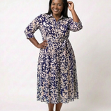 Claire | Vestido Midi de Manga Larga con Cinturón Elegante