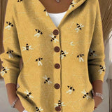 Paloma | Chaqueta de Punto con Capucha y Estampado