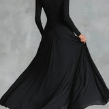 Noémie | Vestido Largo Negro con Escote Bateau y Sofisticado Drapeo
