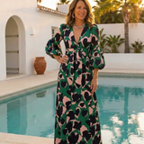 Léa | Maxi vestido de manga larga con cinturilla ajustable