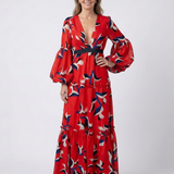 Léa | Maxi vestido de manga larga con cinturilla ajustable