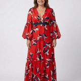 Léa | Maxi vestido de manga larga con cinturilla ajustable