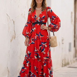 Léa | Maxi vestido de manga larga con cinturilla ajustable