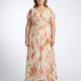 Margaux | Vestido Maxi Floral de Mangas Cortas en Forma de V