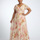 Margaux | Vestido Maxi Floral de Mangas Cortas en Forma de V