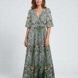 Élodie | Vestido Largo Bordado con Escote en V