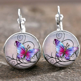 Retro Butterfly Earrings with Round Crystals