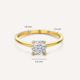Stylowy złoty pierścionek z lśniącym diamentem